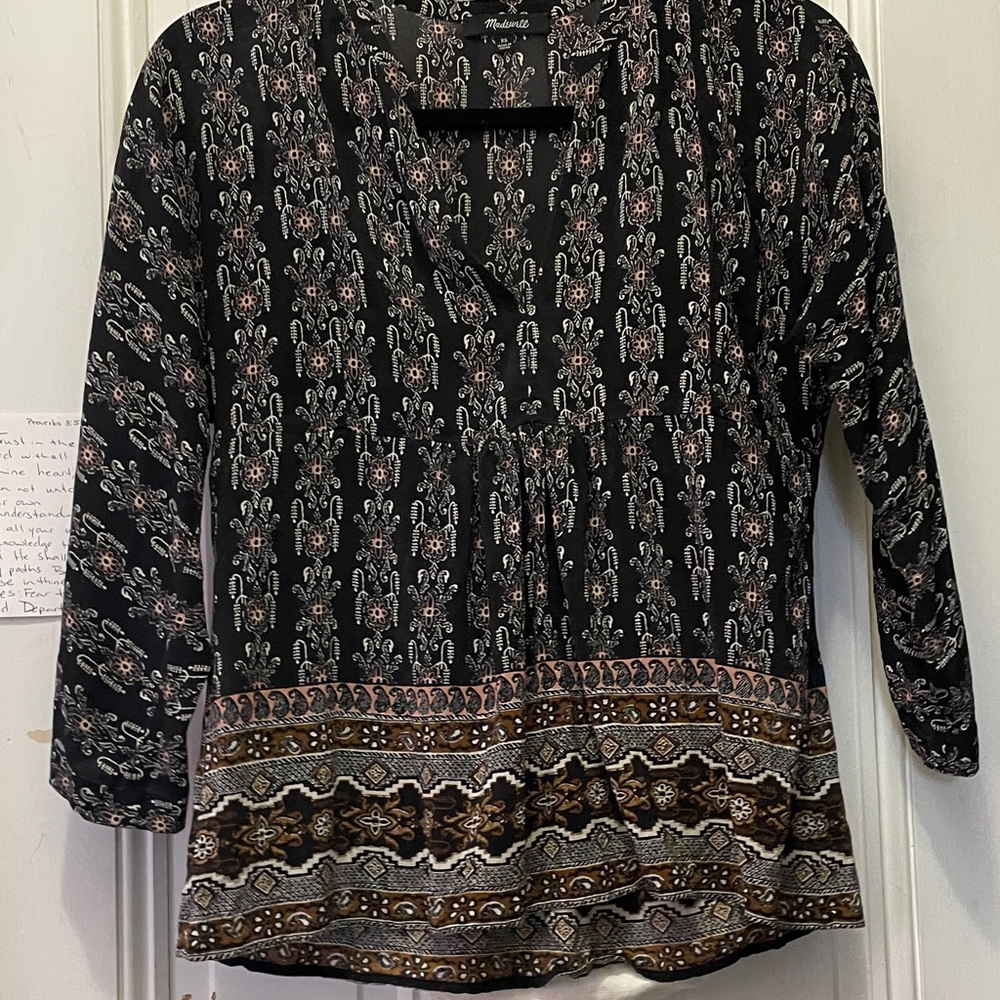 Madewell Black Patterned Women's Top